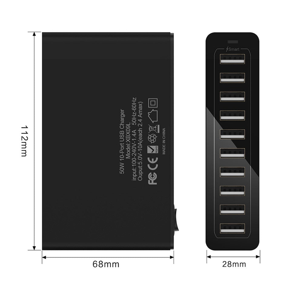 10 Port USB Charger (50W)