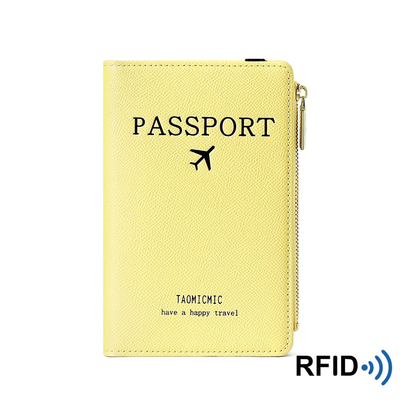 Band PU Leather Passport Cover RFID Blocking For Cards Travel Passport Holder Wallet Document Organizer Case Men Women Zippers