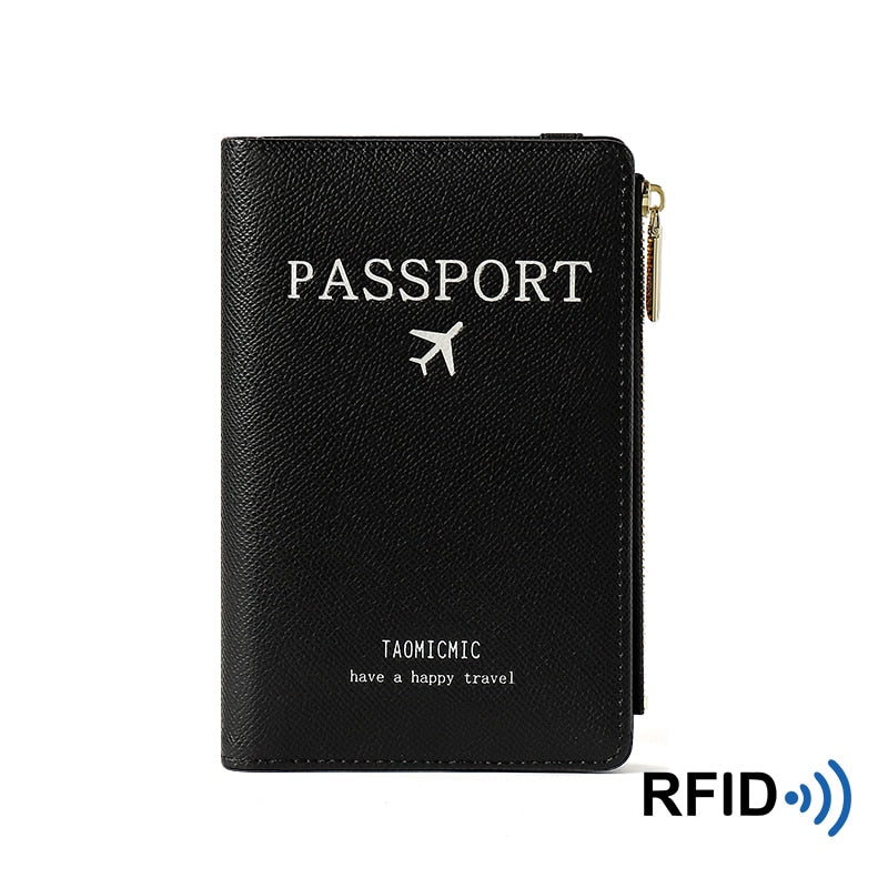 Band PU Leather Passport Cover RFID Blocking For Cards Travel Passport Holder Wallet Document Organizer Case Men Women Zippers