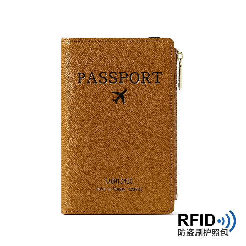 Band PU Leather Passport Cover RFID Blocking For Cards Travel Passport Holder Wallet Document Organizer Case Men Women Zippers