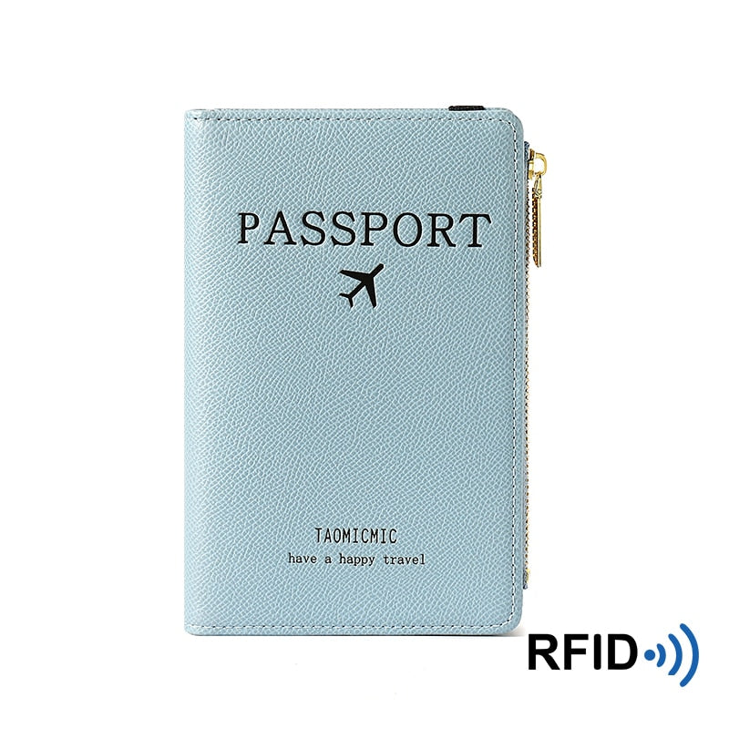 Band PU Leather Passport Cover RFID Blocking For Cards Travel Passport Holder Wallet Document Organizer Case Men Women Zippers