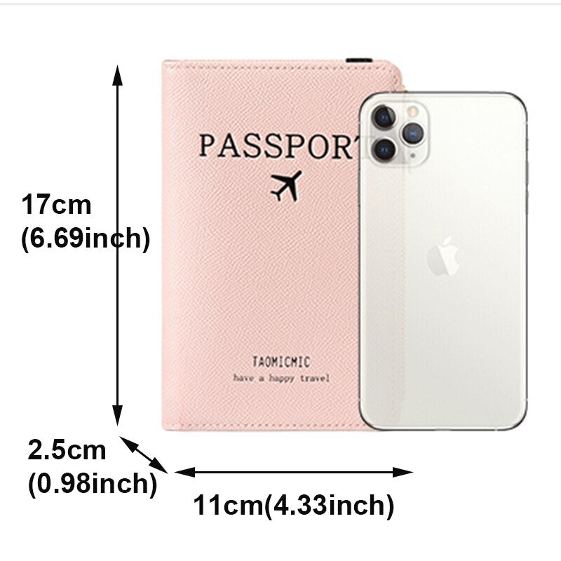 Band PU Leather Passport Cover RFID Blocking For Cards Travel Passport Holder Wallet Document Organizer Case Men Women Zippers