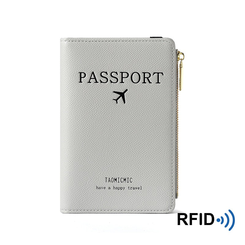 Band PU Leather Passport Cover RFID Blocking For Cards Travel Passport Holder Wallet Document Organizer Case Men Women Zippers