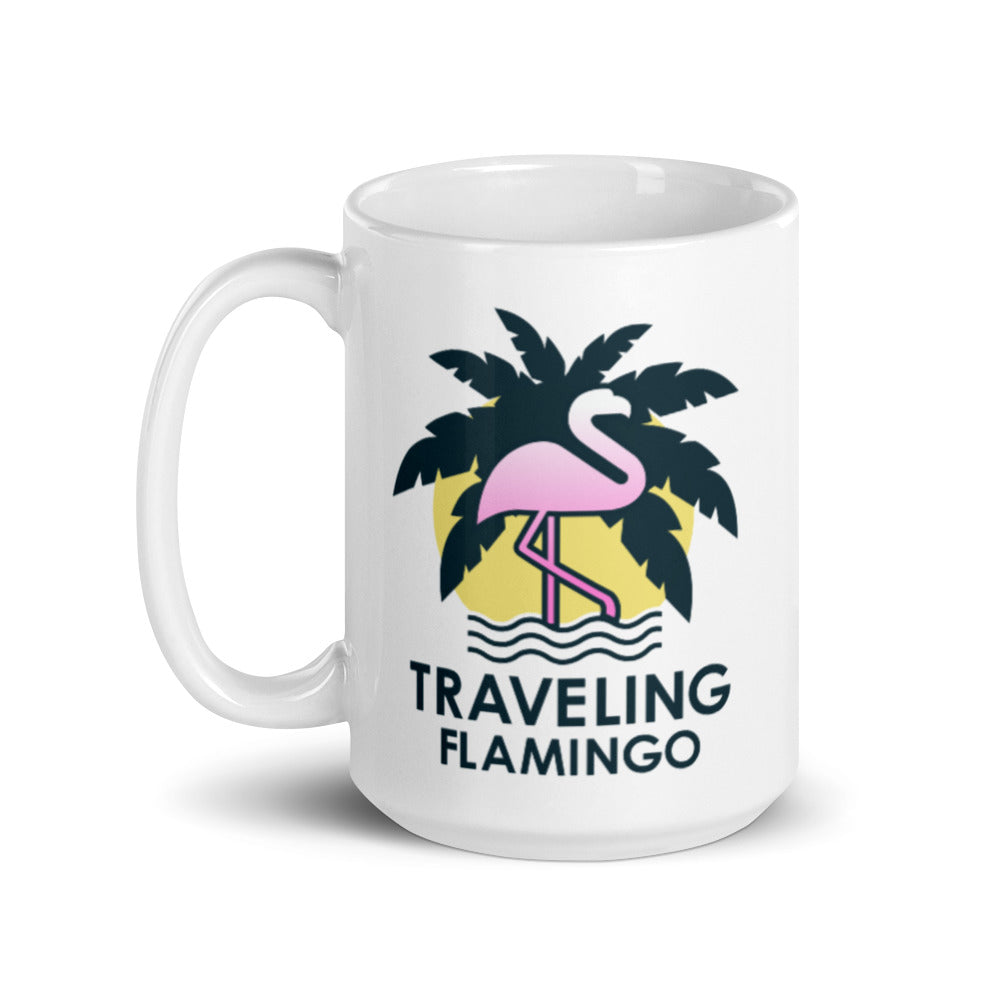 Traveling Flamingo Logo Mug