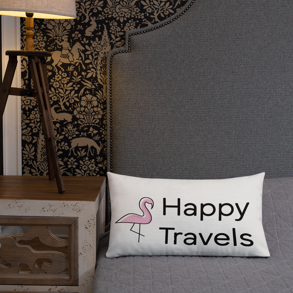 Traveling Flamingo Throw-pillow